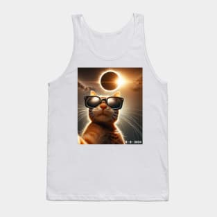 cat taking a selfie with solar 2024 eclipse wearing Glasses Tank Top